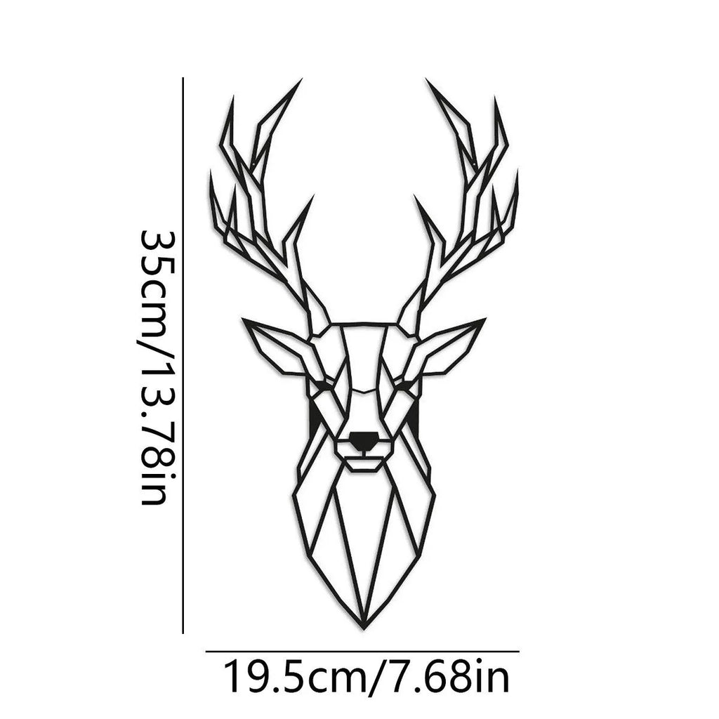Geometric iron wall decoration deer head in black modern minimalist design