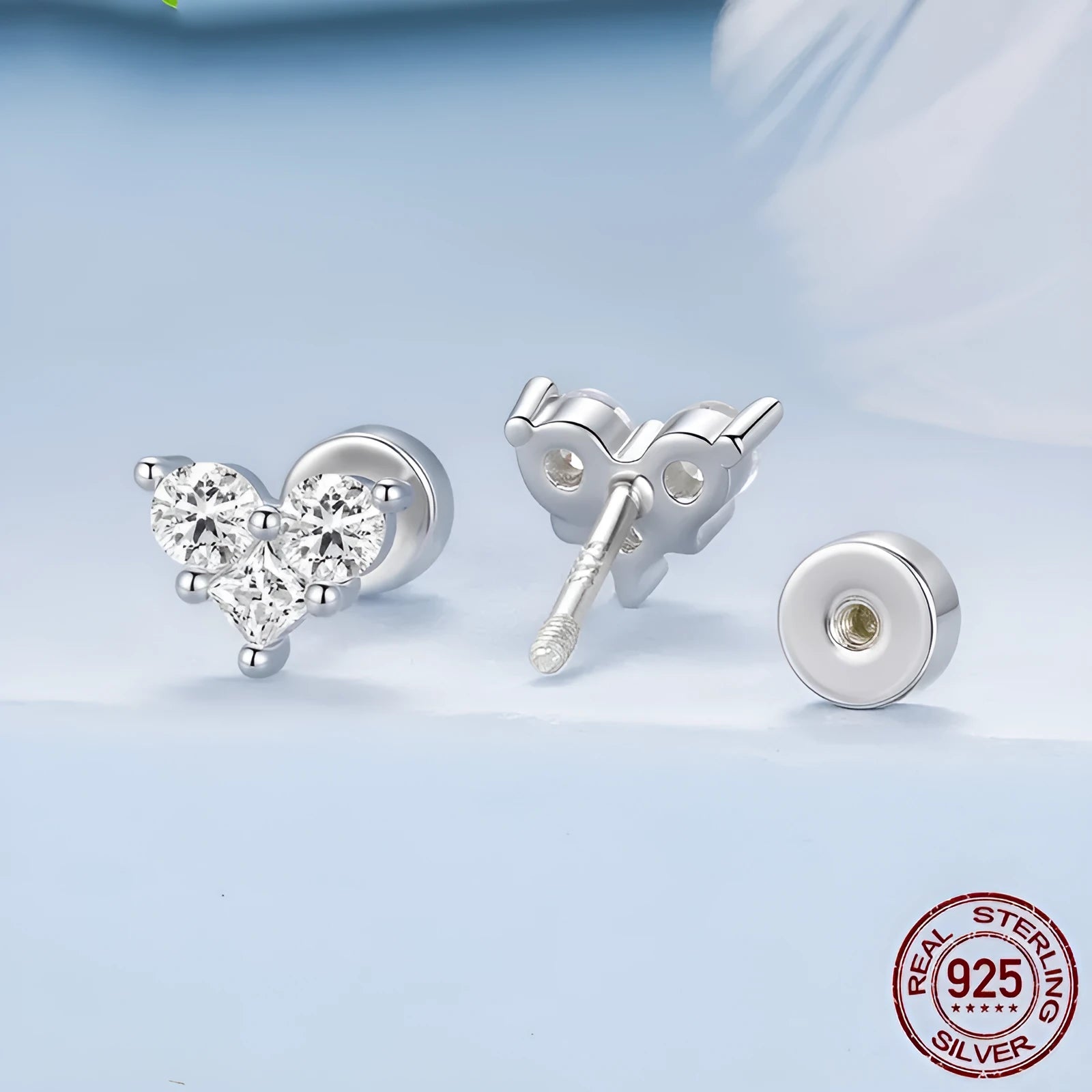 Heart-shaped zircon small ear studs S925 sterling silver electroplated finish BSE1227