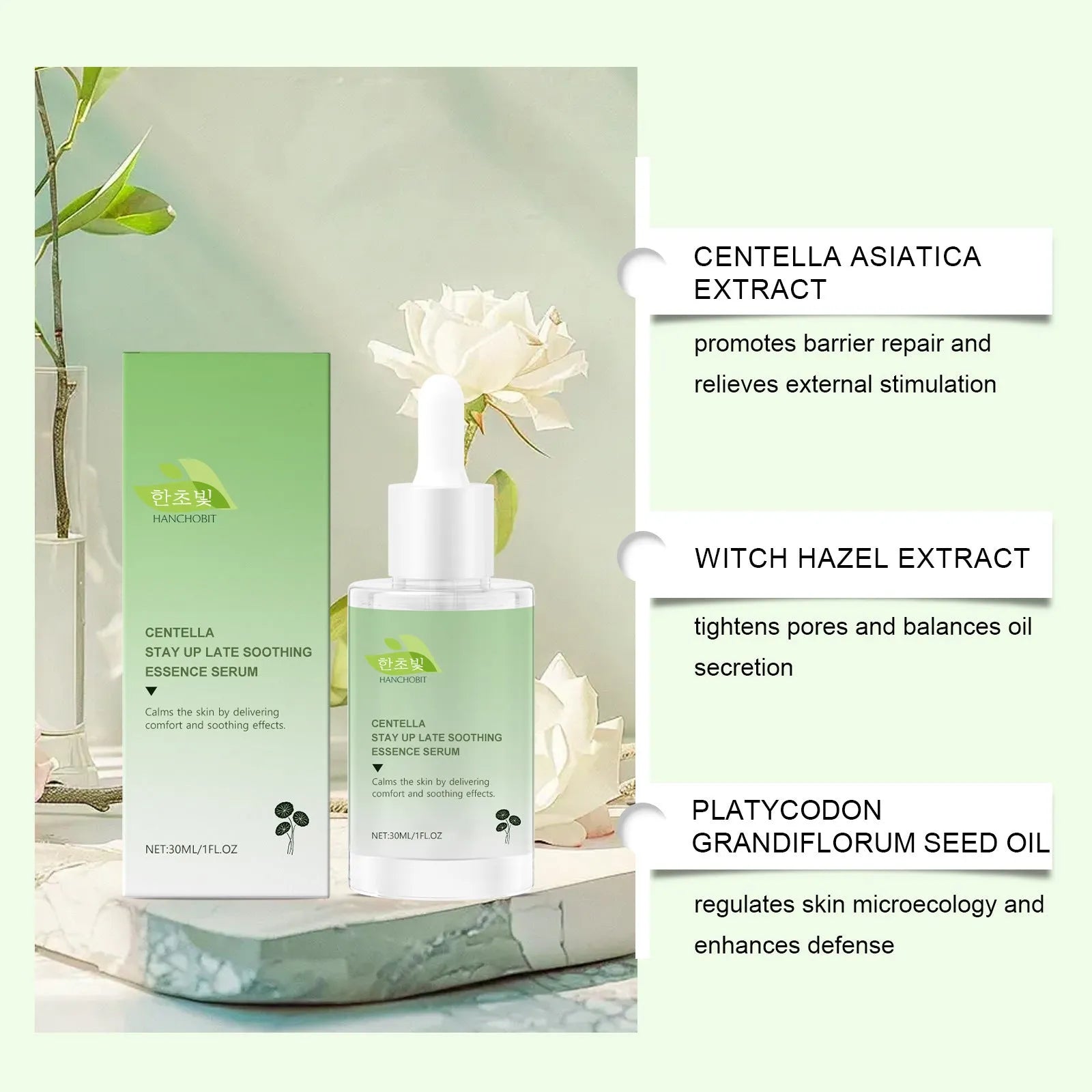 30ml bottle of Centella Asiatica Soothing Solution skincare liquid