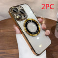 Magnetic magnifier phone case in electroplated PC with dark purple finish for iPhone 14 Pro Max