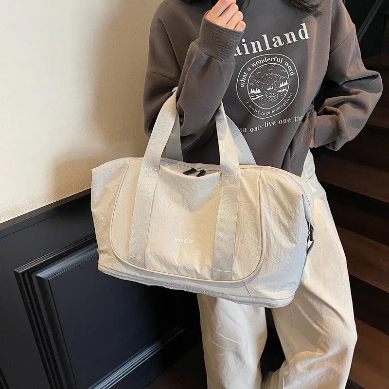 Oxford cloth crossbody bag for yoga and outdoor activities in milky white colour
