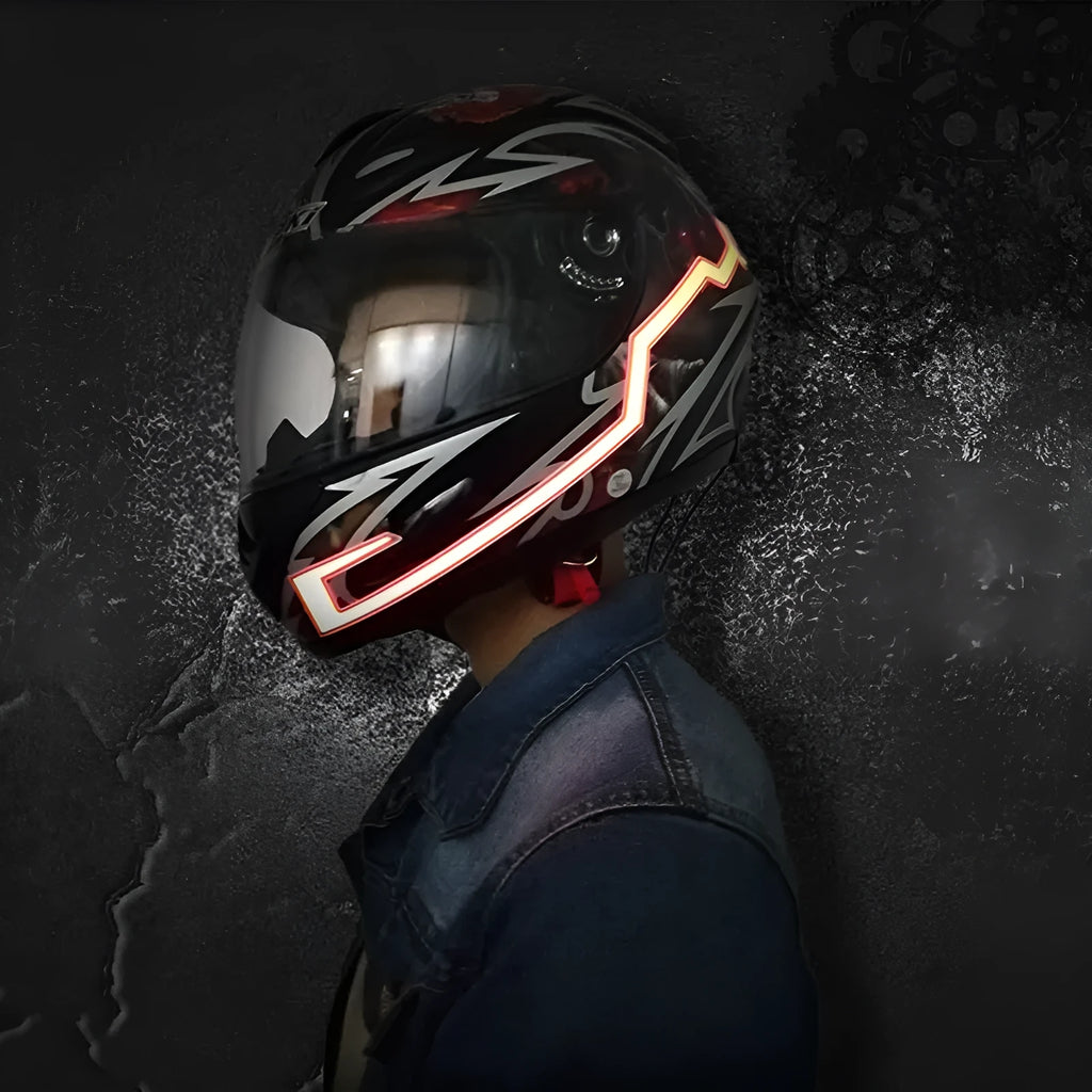 Motorcycle helmet EL cold light strip 380x35mm with three-mode warning controller attached to helmet