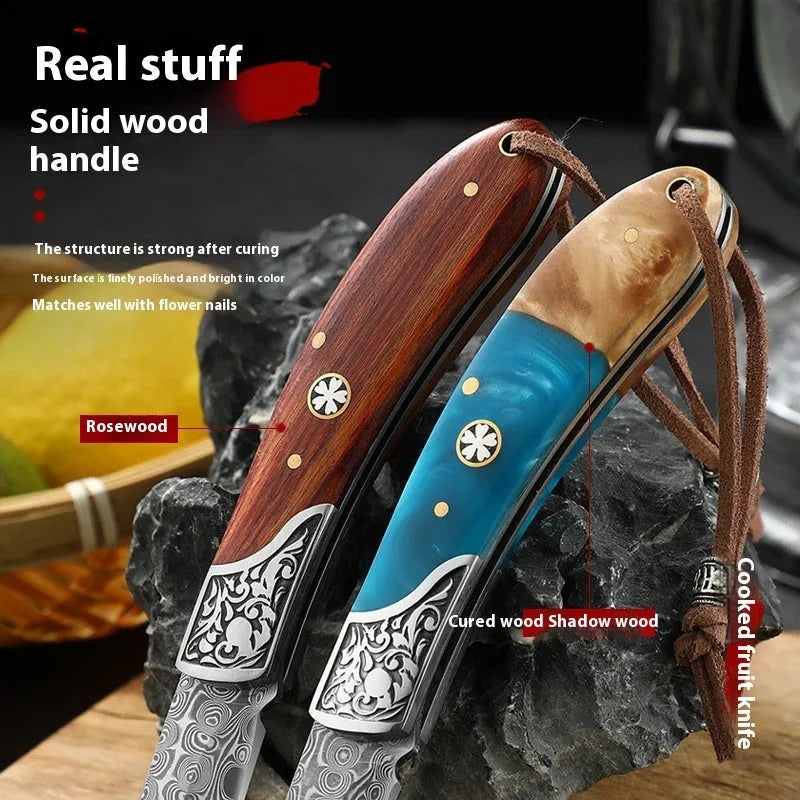VG10 stainless steel folding portable knife in blue or red handmade national style