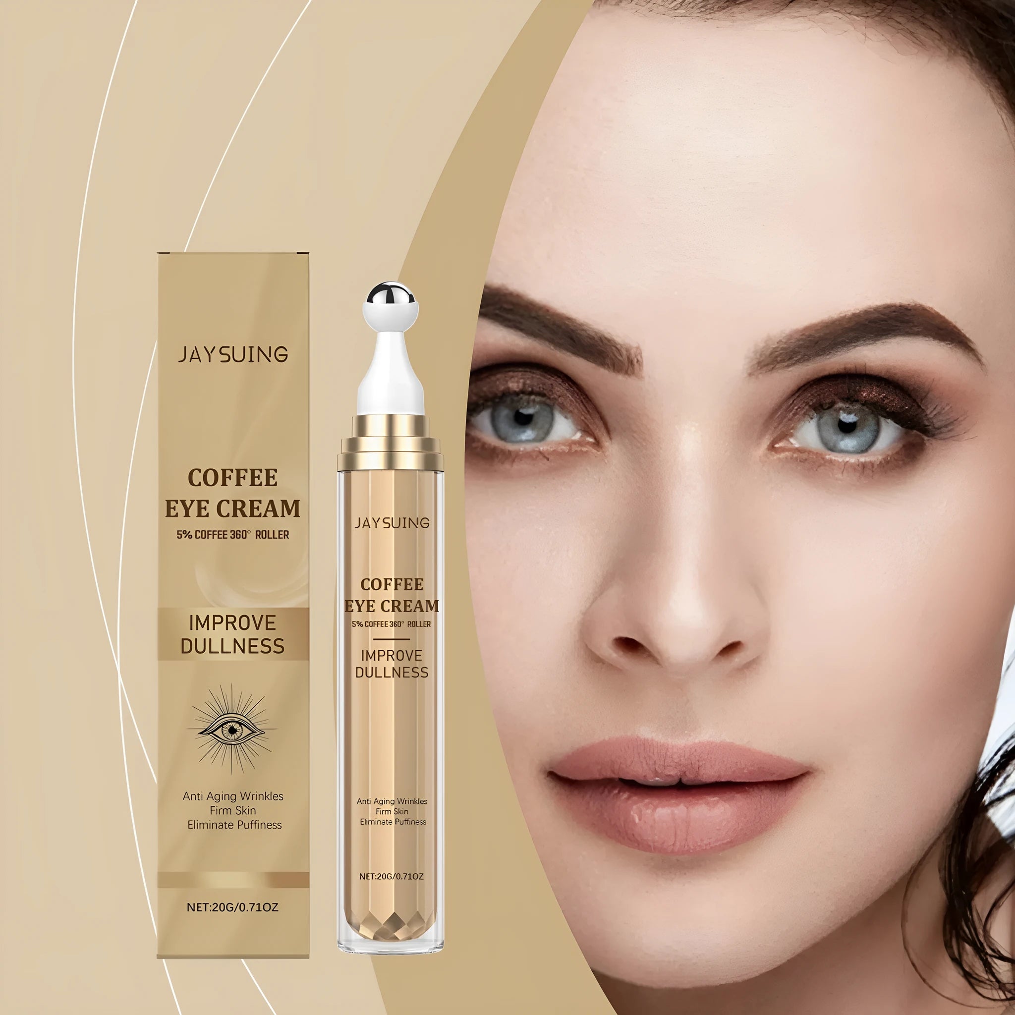 Caffeine Firming Eye Cream in a 20g jar for dark circles and puffiness.