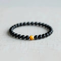 Black obsidian geometric bracelet in Korean style with stone construction