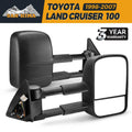 Pair of black foldable rearview mirrors for Toyota Land Cruiser 100