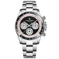 Berjani men's stainless steel quartz chronograph watch with 40mm black dial