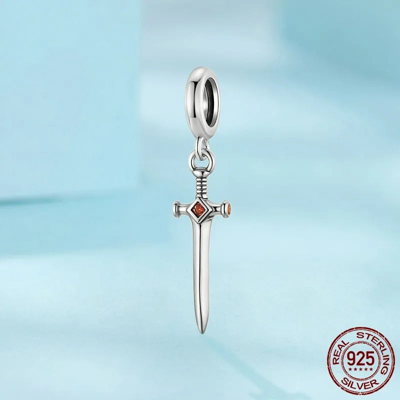 S925 sterling silver bead with inlay treatment, height 2.5cm, width 0.6cm, aperture 0.45cm