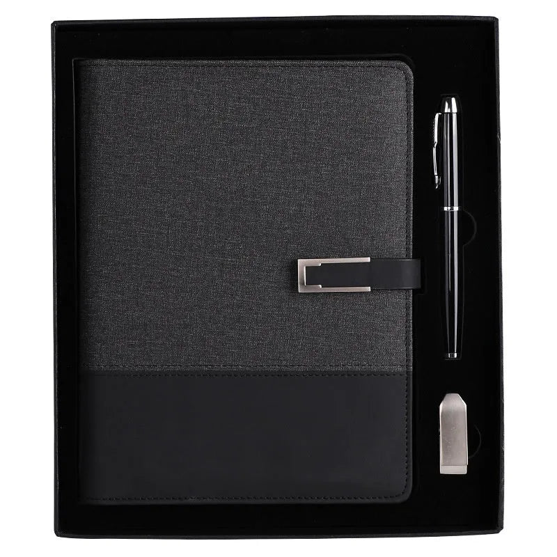 A5 soft PU leather notebook in brown, black, green, blue, or red, showing wood-free paper inside.