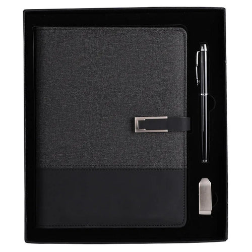 A5 soft PU leather notebook in brown, black, green, blue, or red, showing wood-free paper inside.