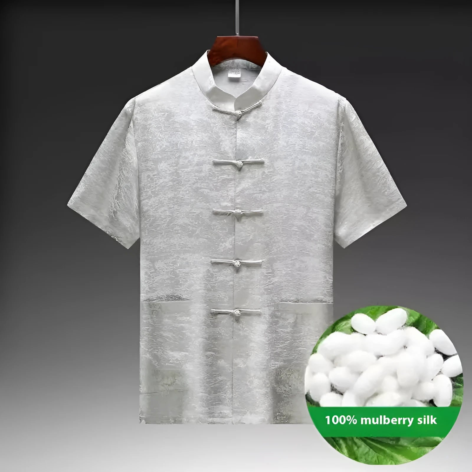 Men's mulberry silk Chinese style Tang suit in light green colour