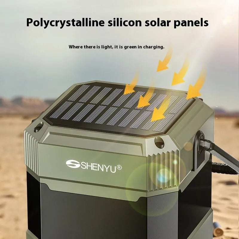 Hand power generation solar radio Bluetooth speaker camping lantern with crank and solar panel