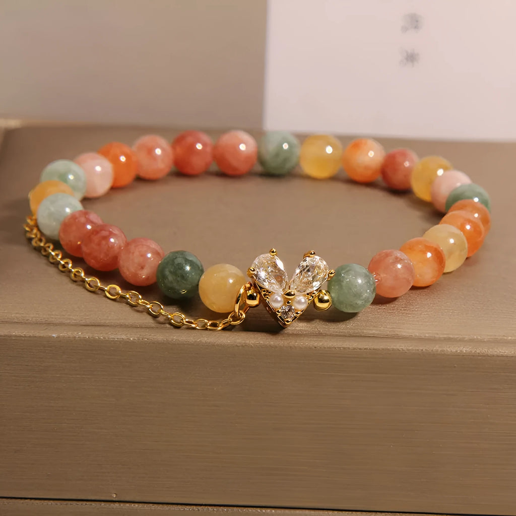 Fu Lu Shou crystal bracelet for women with V-shaped zircon charms and cartoon styling