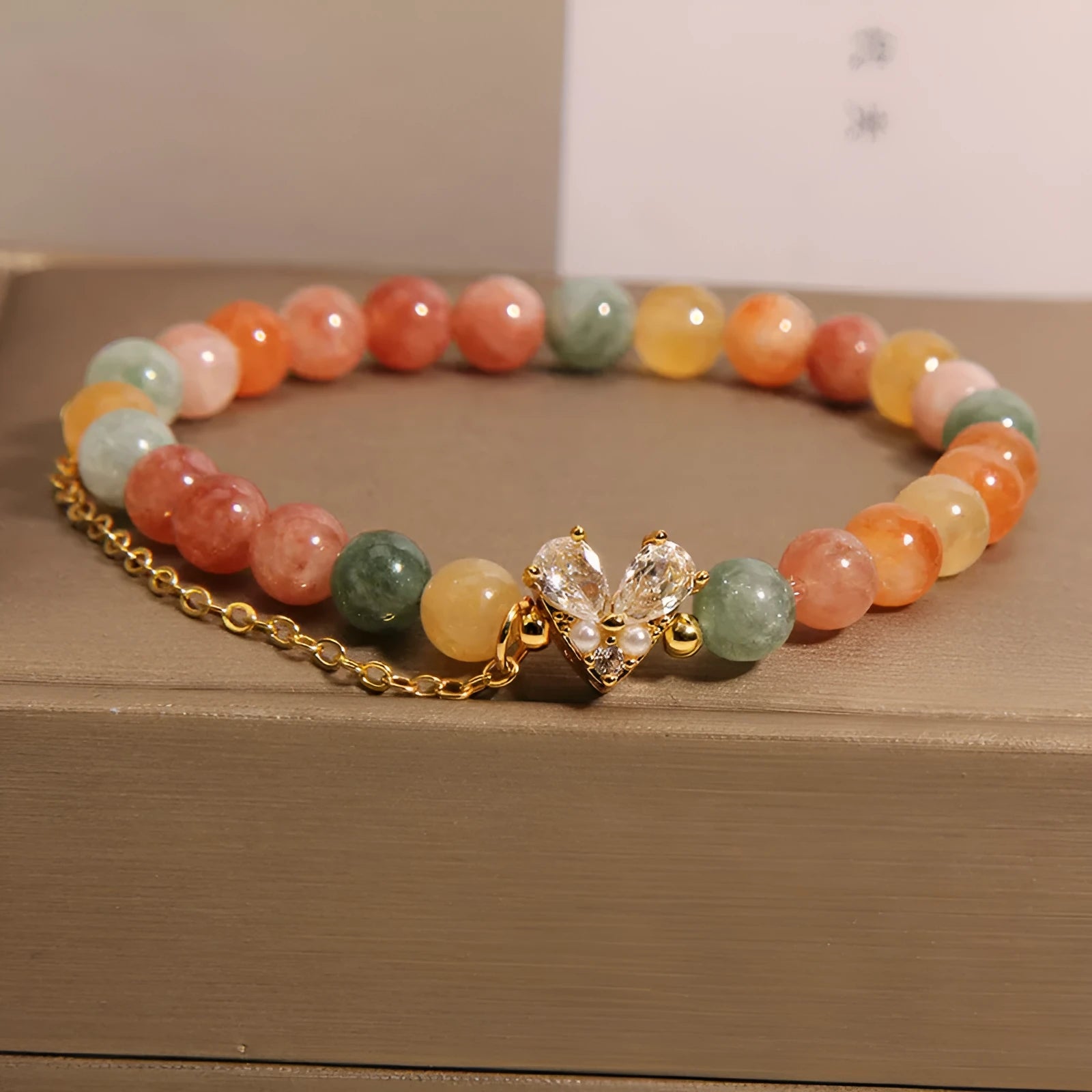 Fu Lu Shou crystal bracelet for women with V-shaped zircon charms and cartoon styling