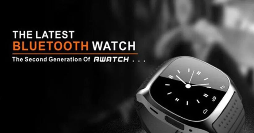 Bluetooth sports watch in black, white, or blue colours compatible with iPhone and Android smartphones