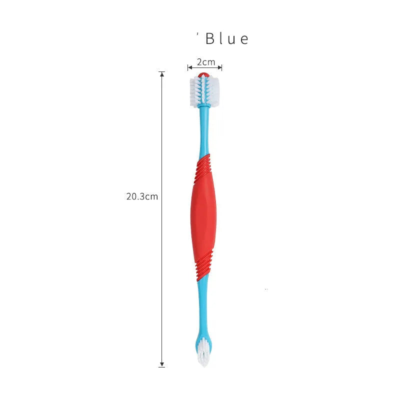 Pet dental finger toothbrush double-headed plastic teeth cleaning tool in multiple colours including purple and blue
