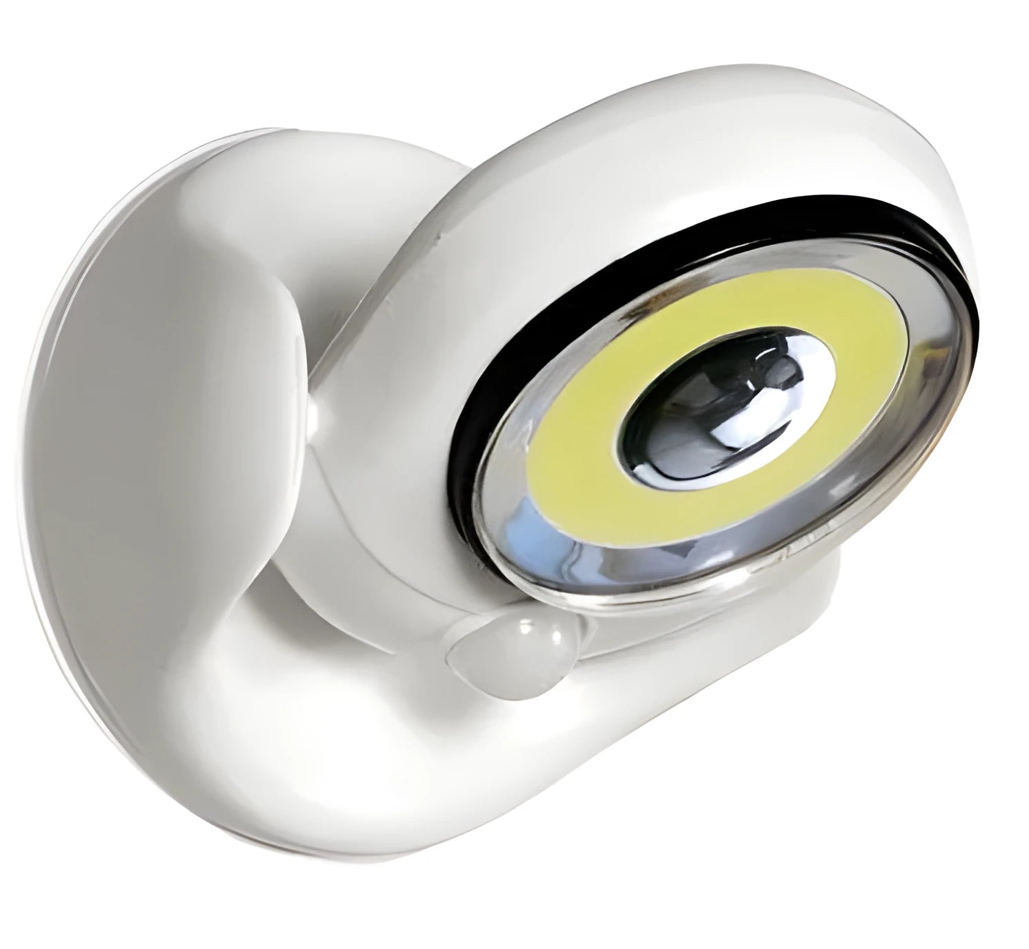 White Atomic Angel induction lamp with ABS plastic construction and 13.3cm dimensions