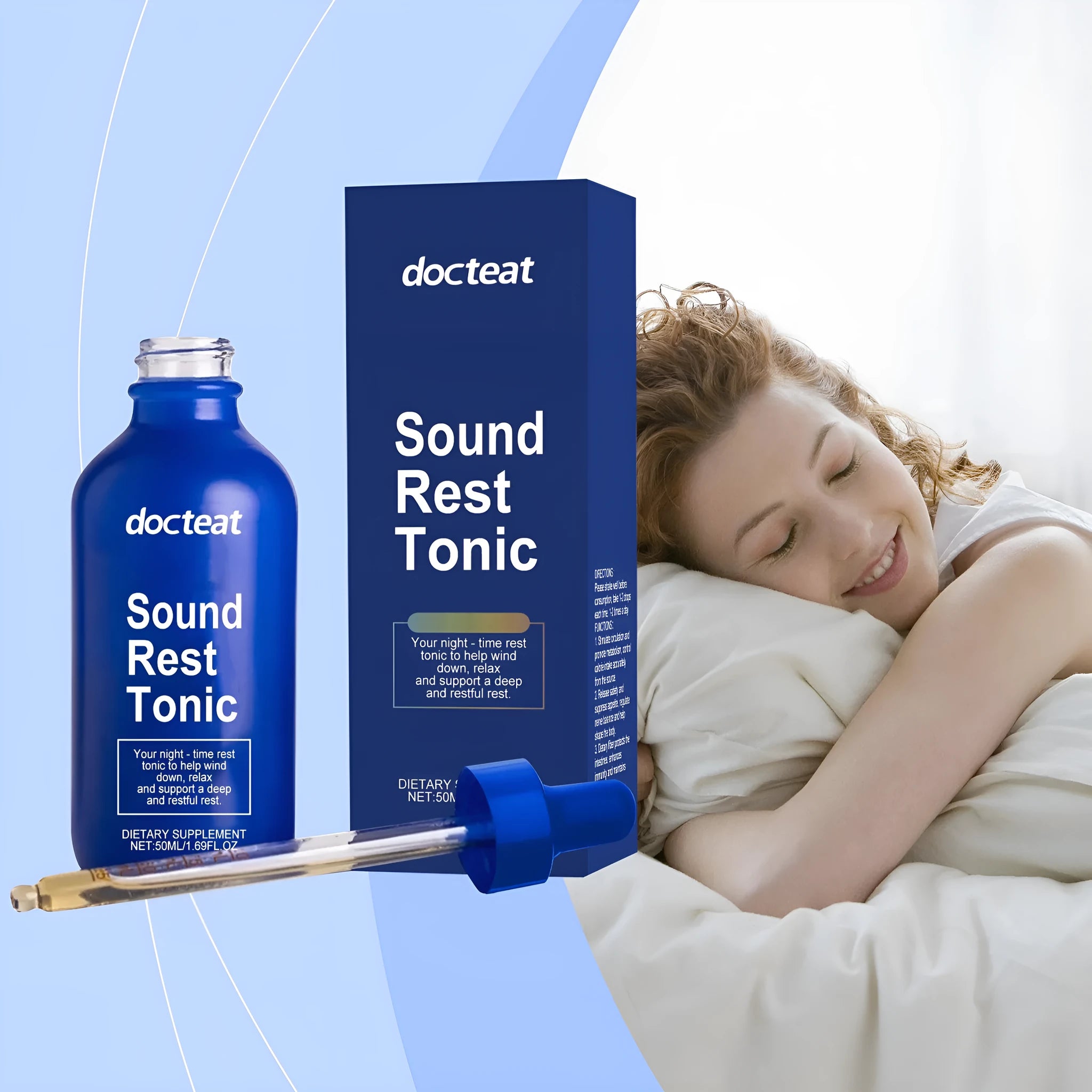 50ml bottle of sleep health support drops with a dropper, containing mint and TCM extracts