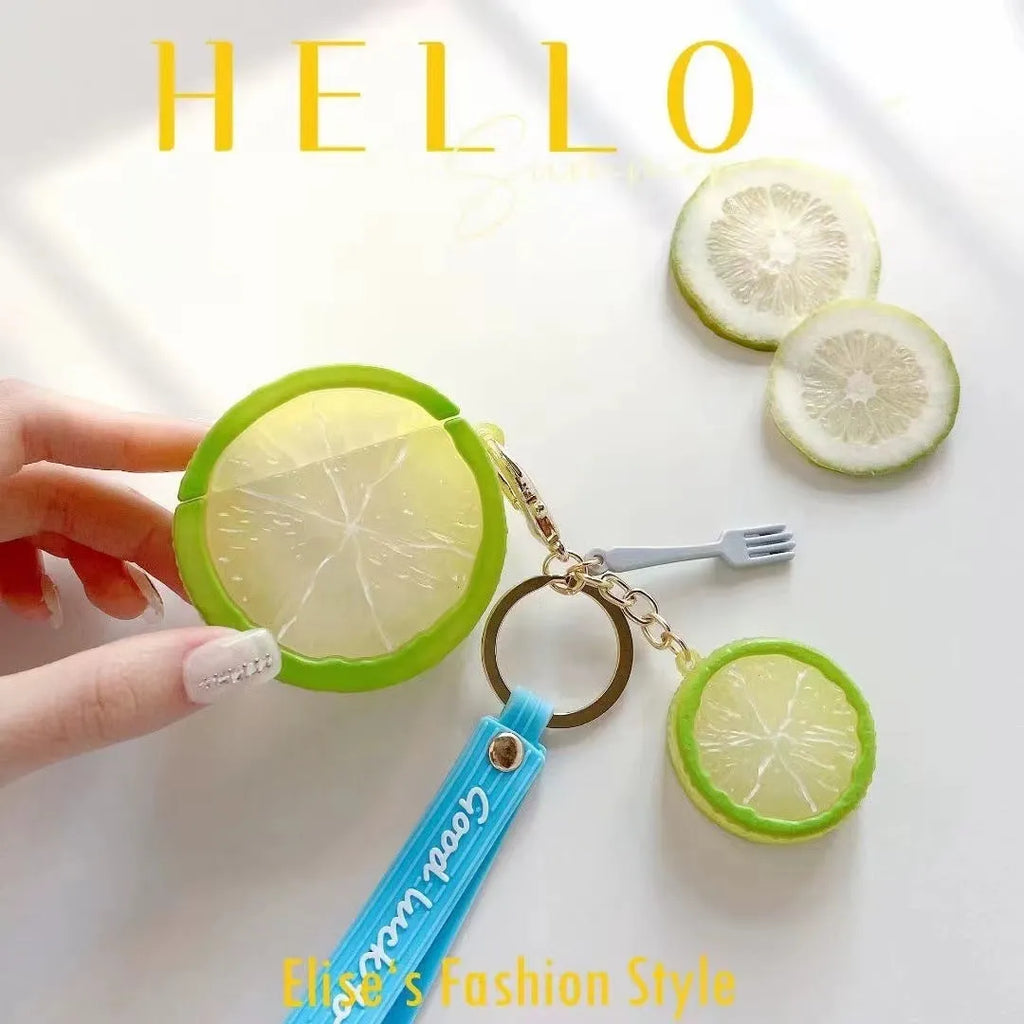 Creative lemon silicone headphone case for AirPods in yellow lemon colour with soft shell design