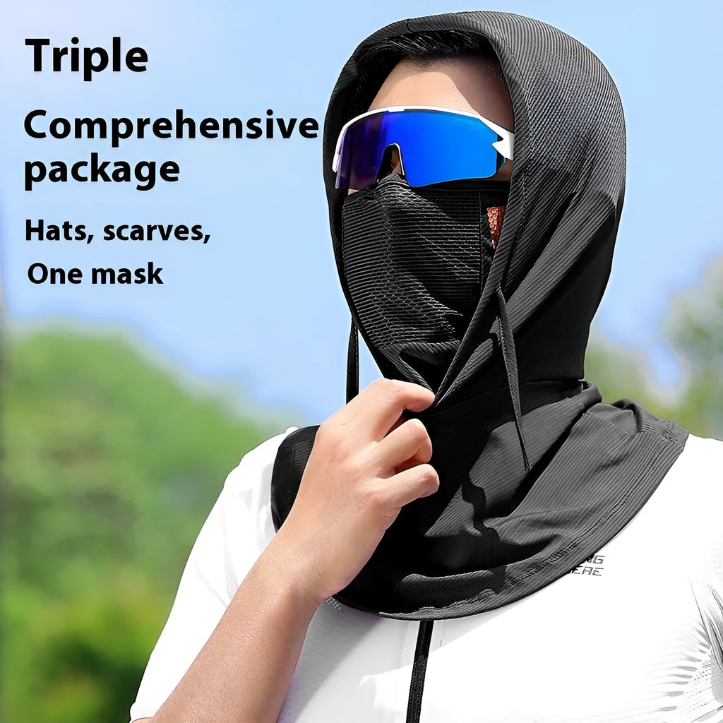 Black Ice Silk bicycle hood cycling mask with sun protection, free size, unisex
