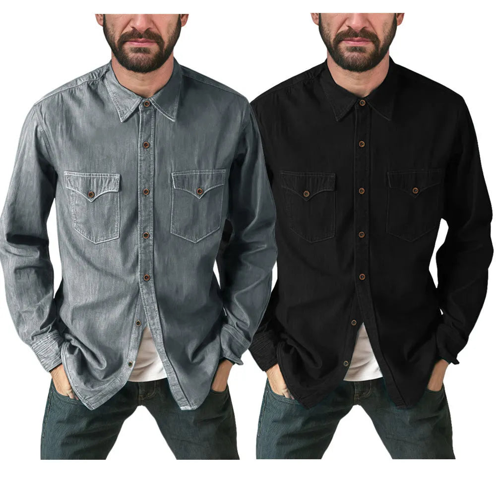Regular fit denim cardigan coat in 100% cotton, shown in khaki colour