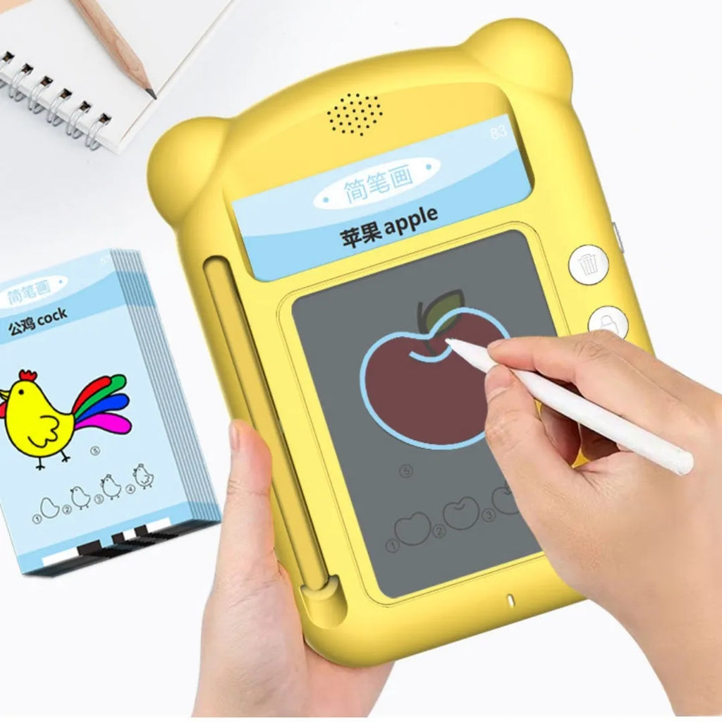 Yellow ABS plastic bilingual early learning machine with educational cards for toddler development