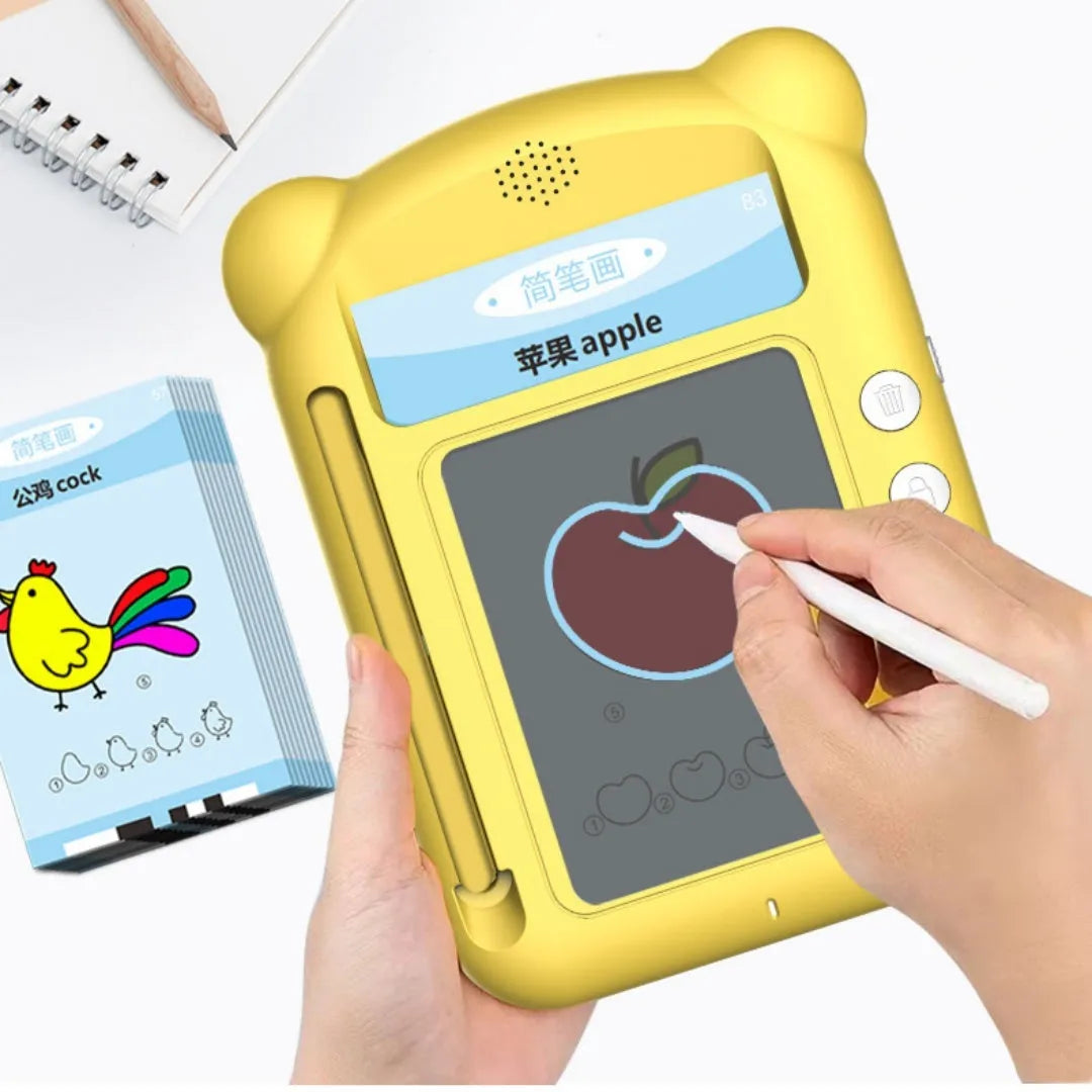 Yellow ABS plastic bilingual early learning machine with educational cards for toddler development
