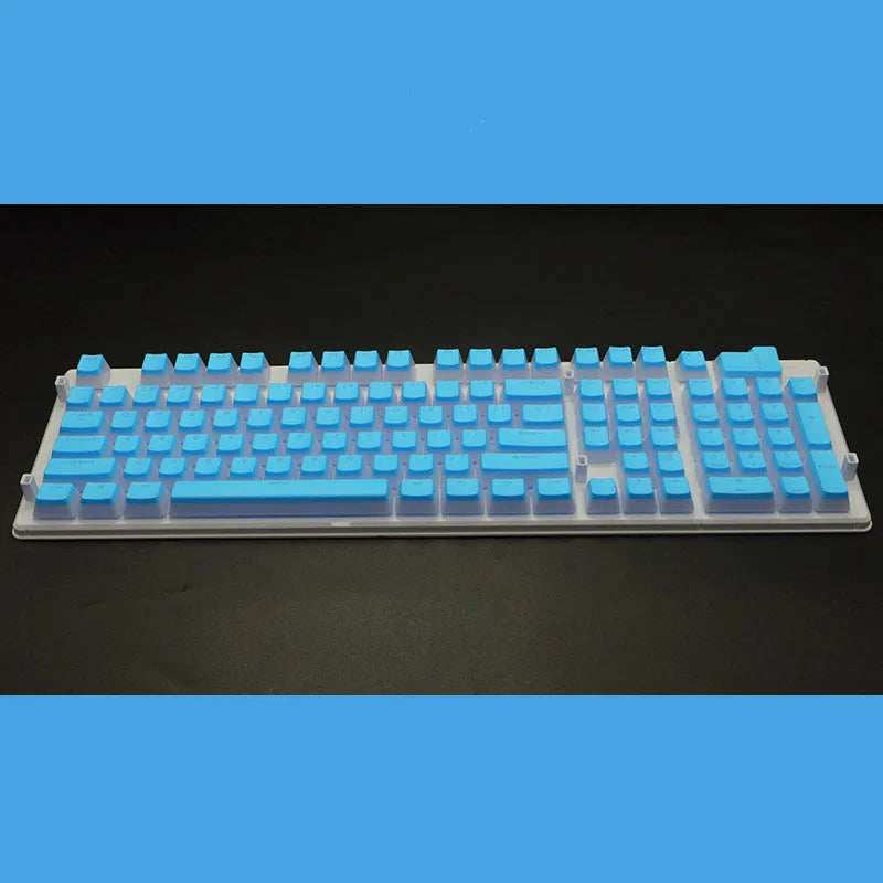 Set of 108 translucent PBT keycaps for mechanical keyboards in various colours on a white background.