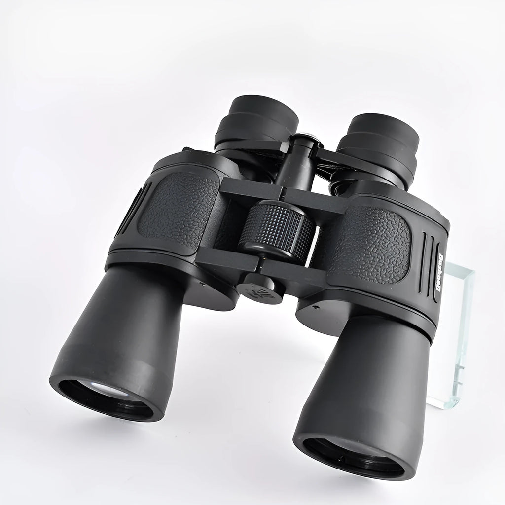 Outdoor telescope binoculars with continuous zoom in double barrel construction for high power observation