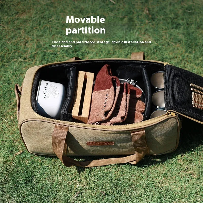Outdoor camping tableware kit with Oxford cloth storage bag for 5-6 person groups