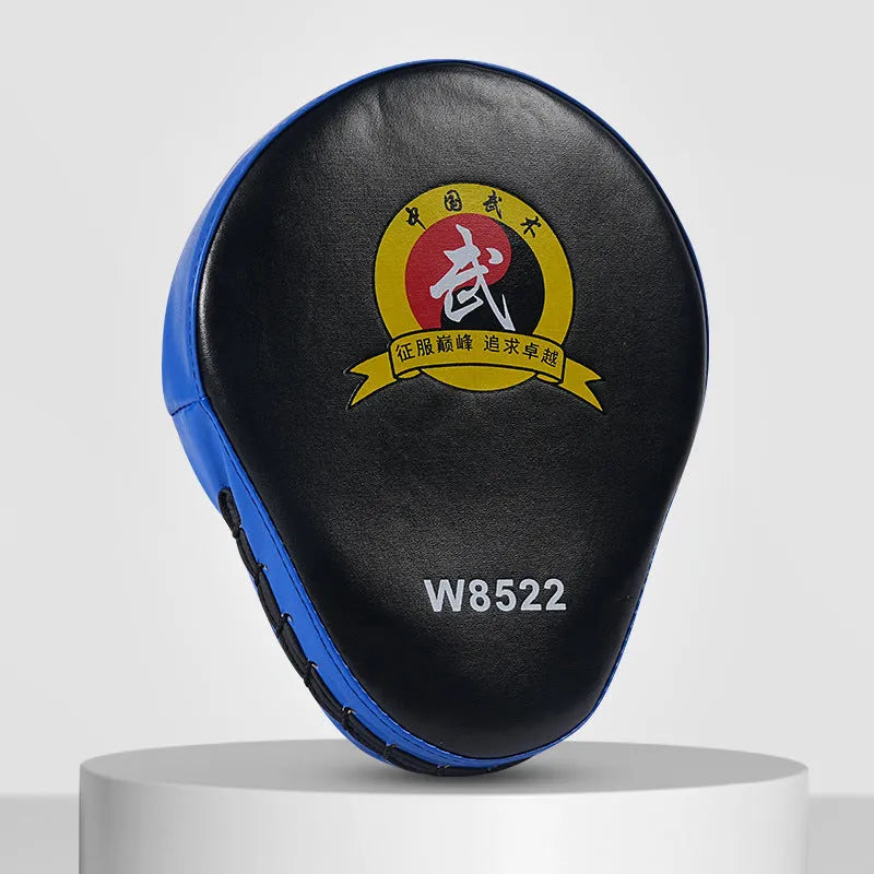 Boxing punch mitts and target pads for Sanda and Muay Thai training, available in curved or flat designs with multiple colour options.