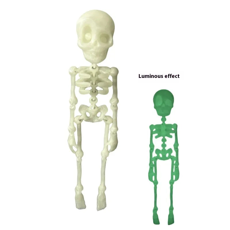 3D printed white skull refrigerator magnet Halloween ornament measuring 18cm tall.