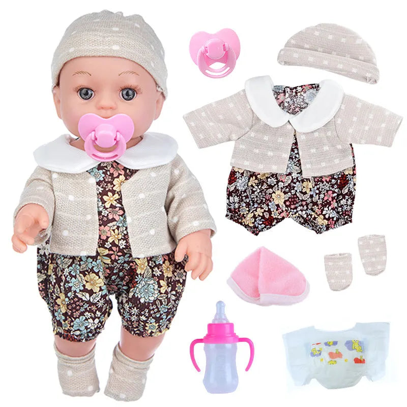 Fashion baby doll full vinyl with changeable clothes suit in TM-010 colour, 30cm height, net pocket packaging