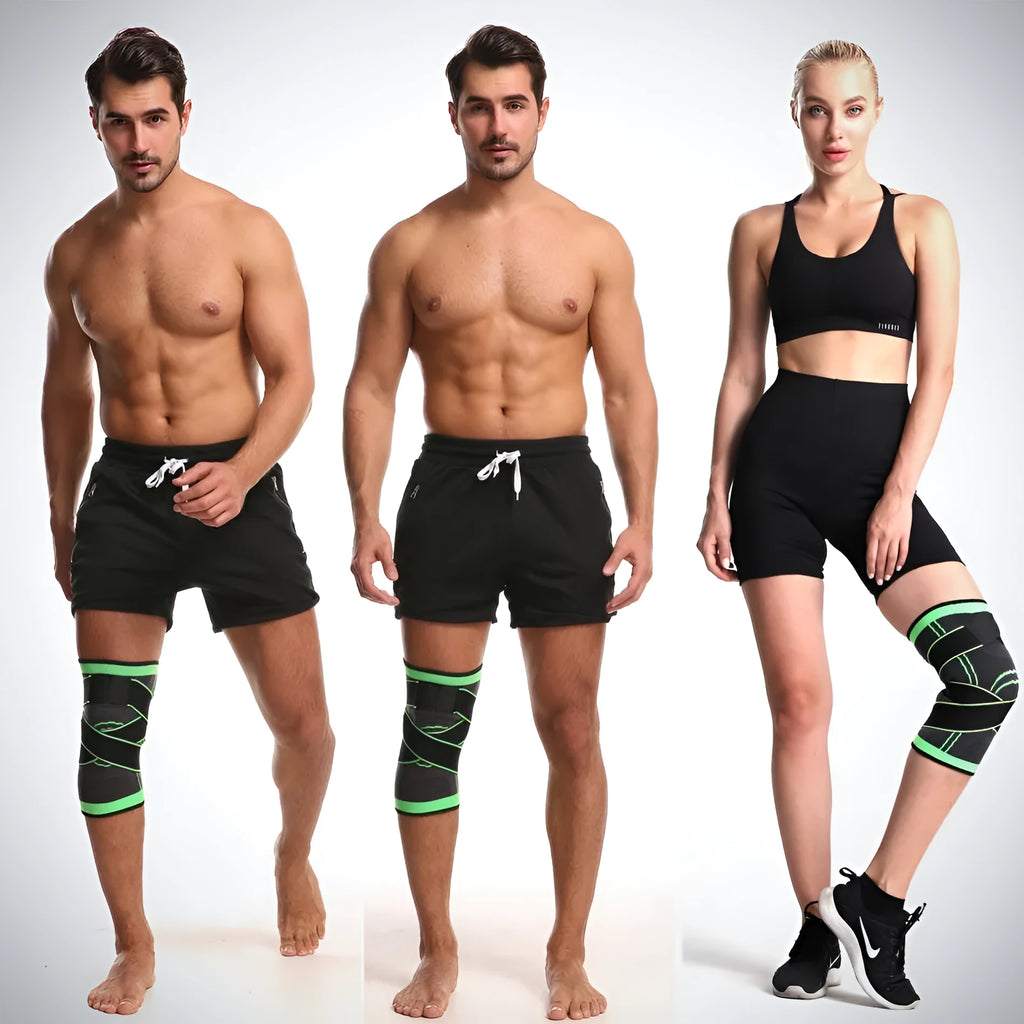 Non-slip nylon knee pads for sports protection in multiple colours on a neutral background.