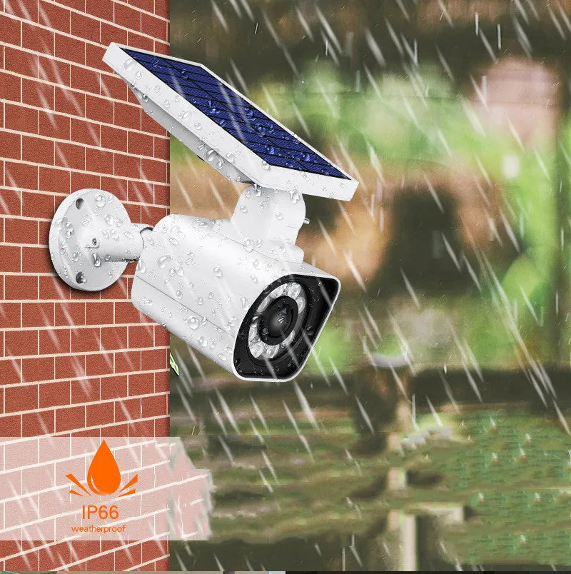 White solar garden light with simulation camera, 18 LEDs, IP67, 5W, ABS and aluminium alloy construction