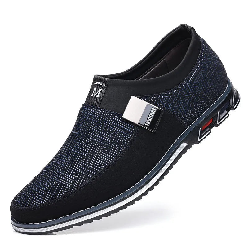 Men's grey-white casual low-top shoes with synthetic leather uppers and rubber flat soles