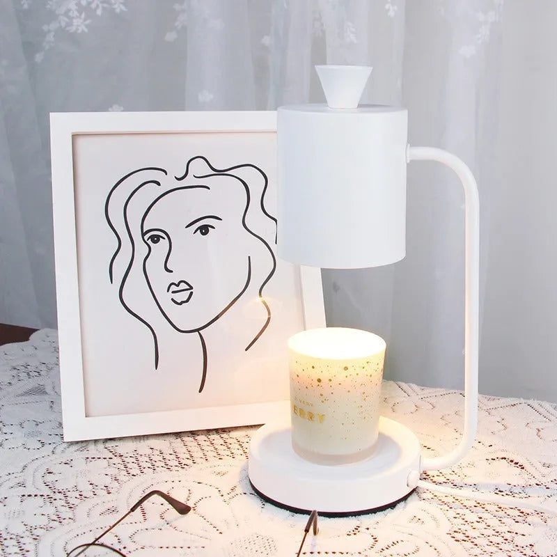 European style aromatherapy wax lamp with dimmer switch in white finish