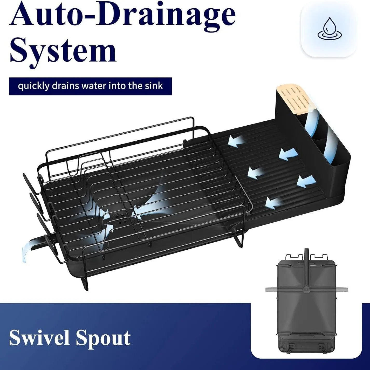 Retractable carbon steel dish rack for cutlery drying with foldable design