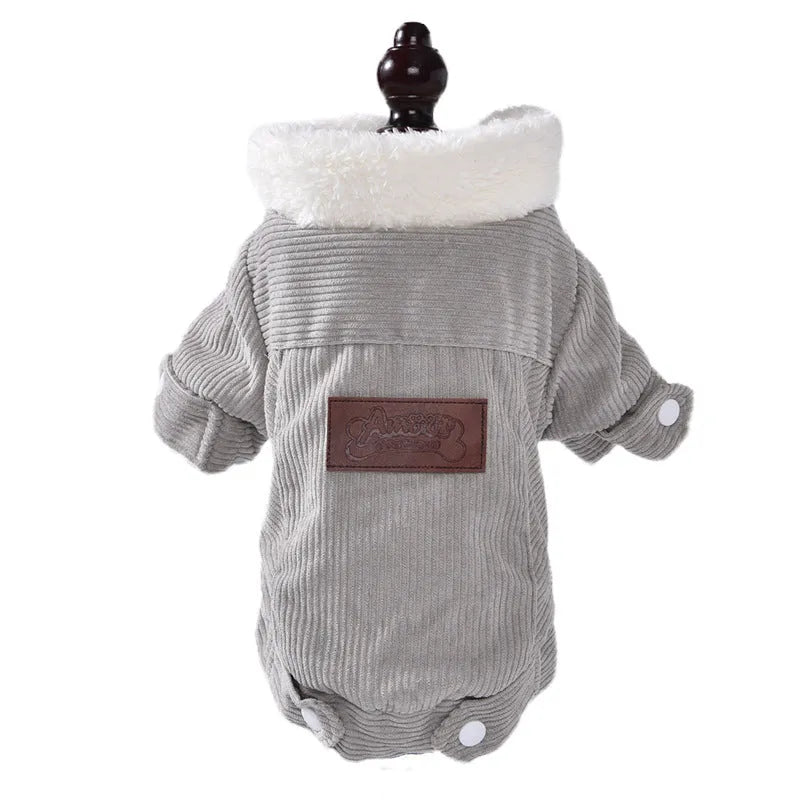 Lambswool dog vest with wool lining in grey or pink colours for autumn and winter pet clothing