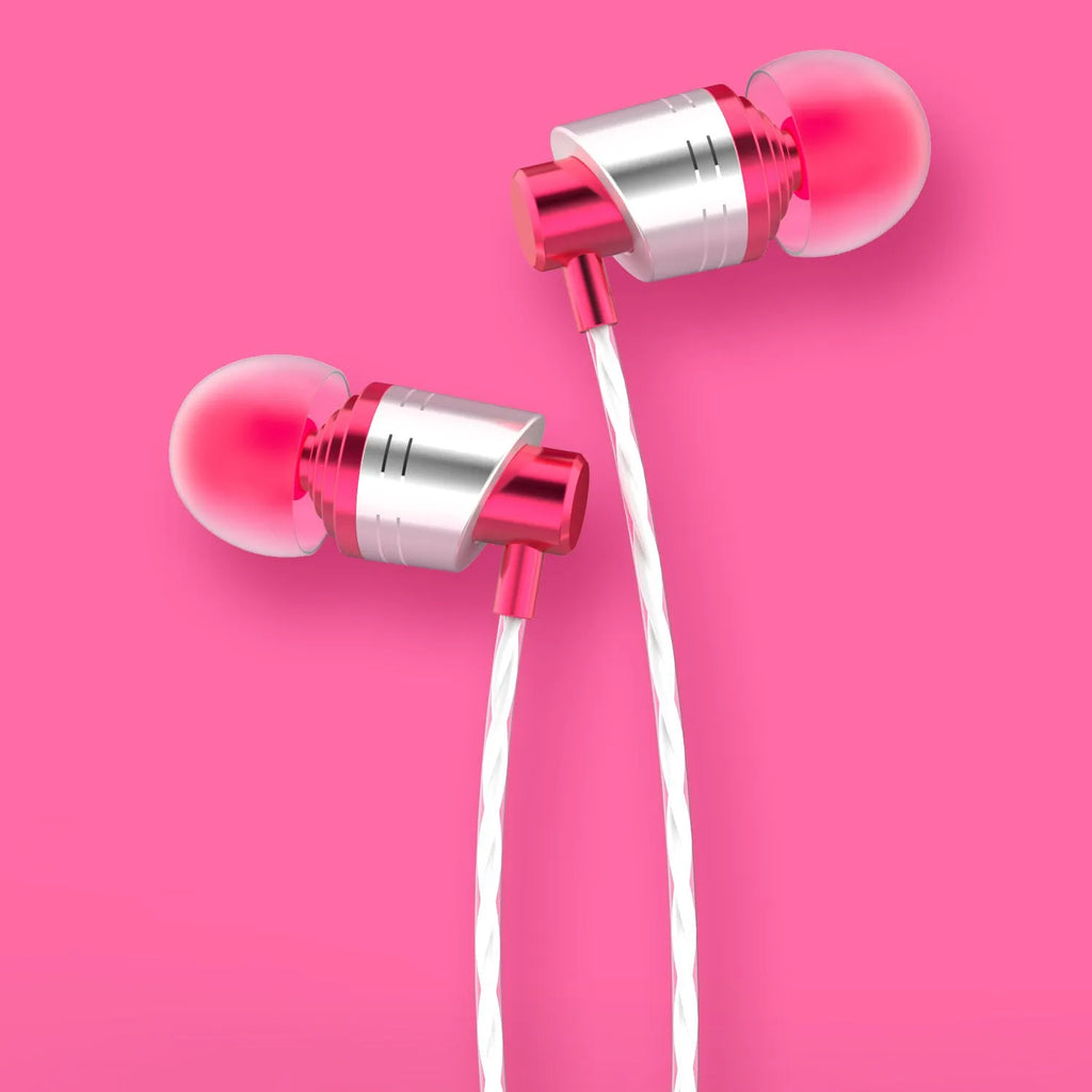Black wired in-ear headphones with a detachable metal cable and in-line microphone on a 1.2m TPE cord.