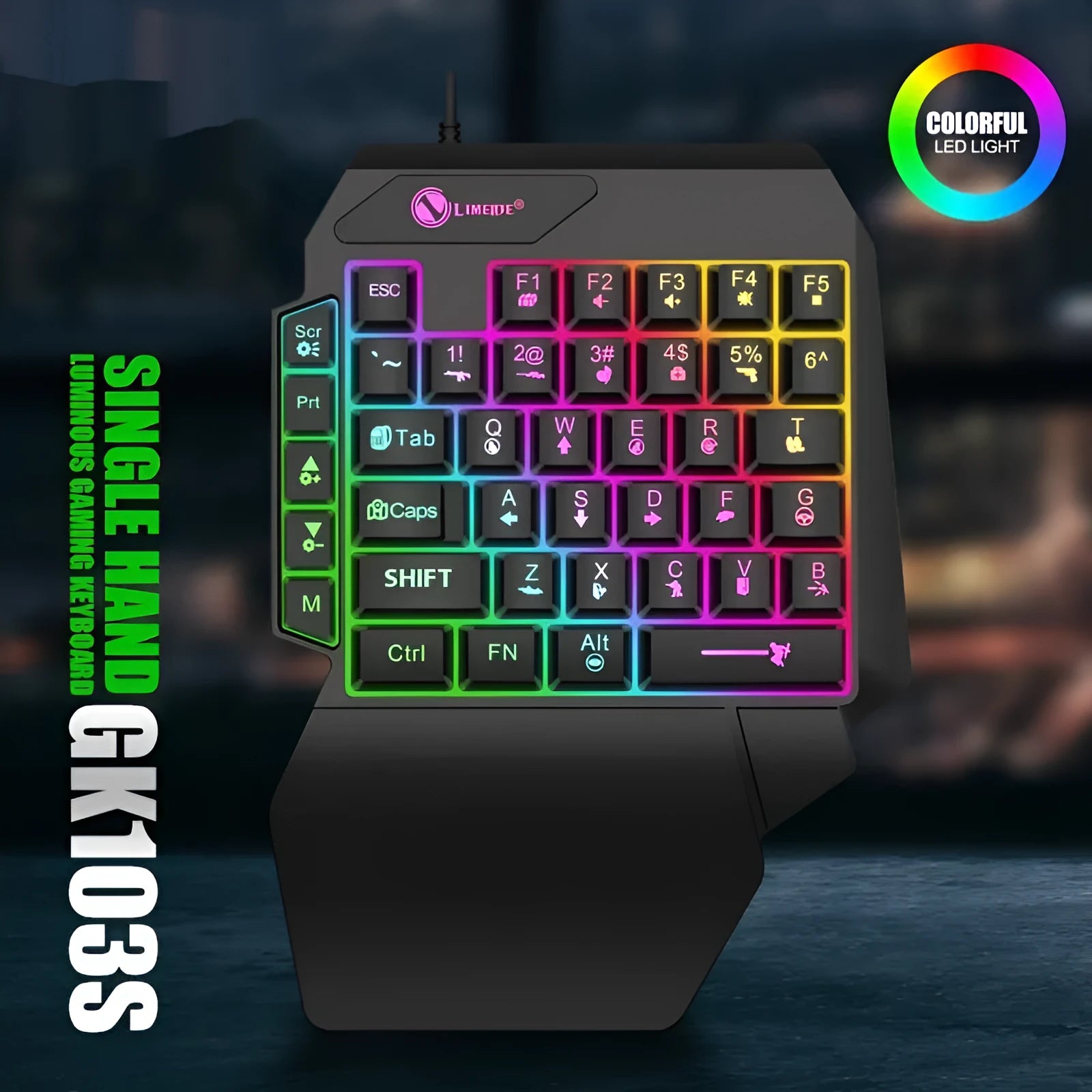 Black GK103S keyboard and mouse converter with 1.2 metre cable for 3.5mm audio jack connection.