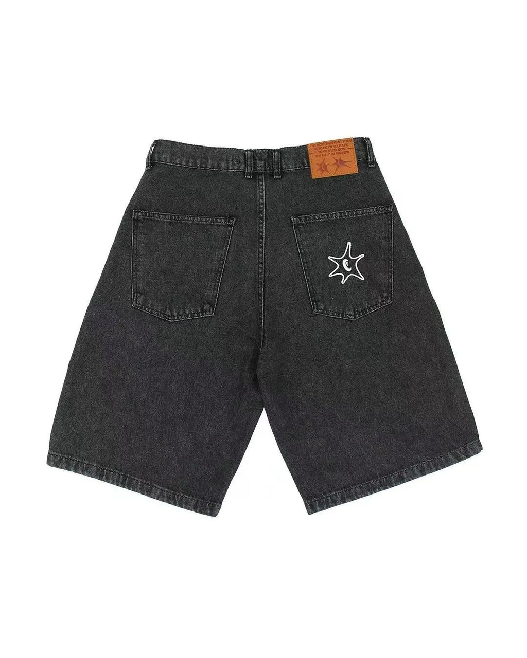 Men's straight cut denim shorts in D36 colour with hip hop style and micro elasticity fabric