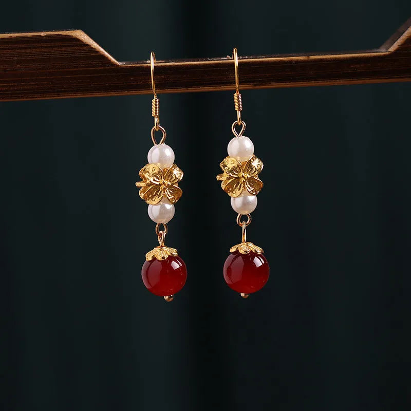 Vintage court style geometric alloy earrings in retro design with electroplated finish