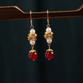 Vintage court style geometric alloy earrings in retro design with electroplated finish