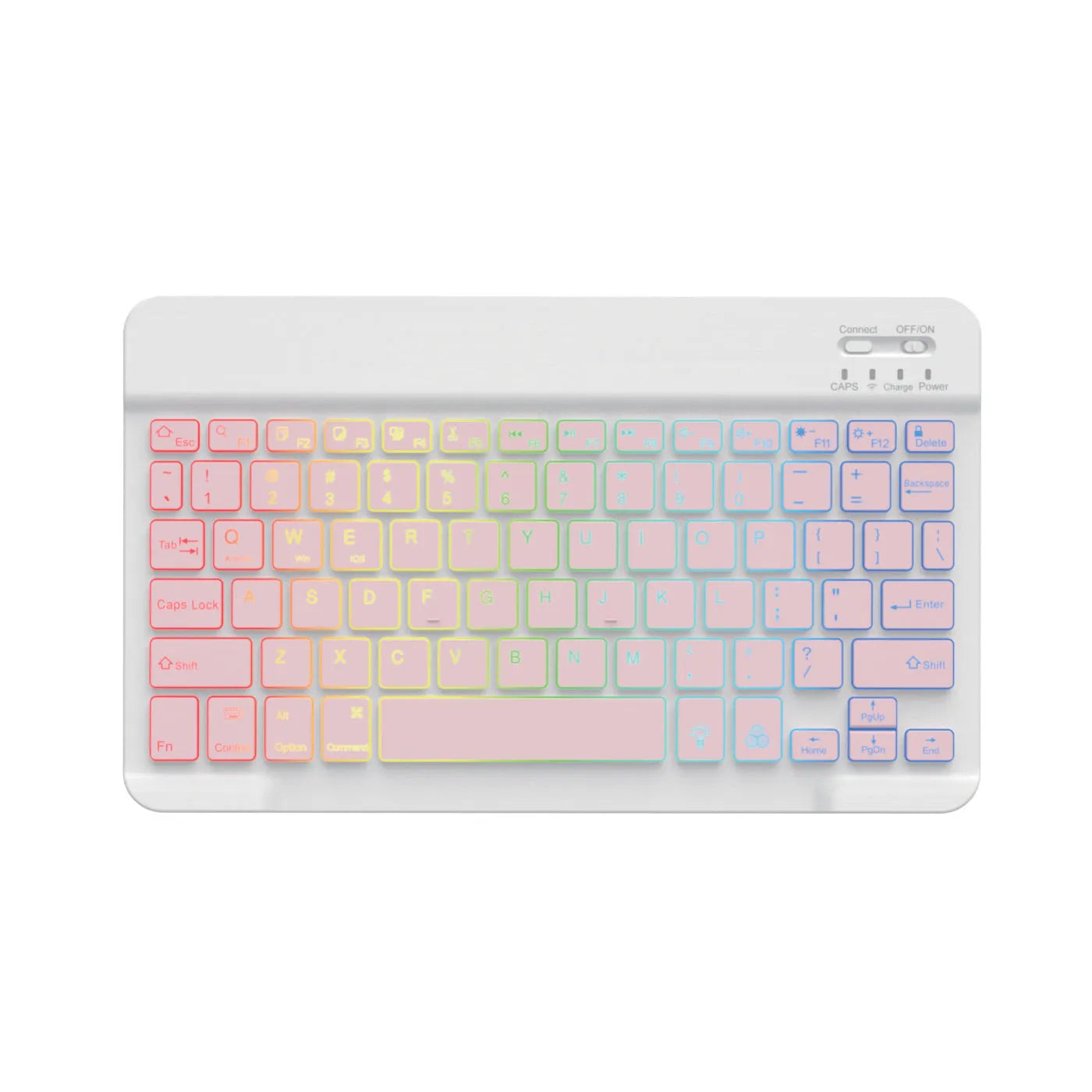 10-inch backlit Bluetooth keyboard with colourful light options for mobile phone and tablet connection