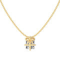 S925 sterling silver necklace and earring set with bear animal pendant on display, gold electroplated finish