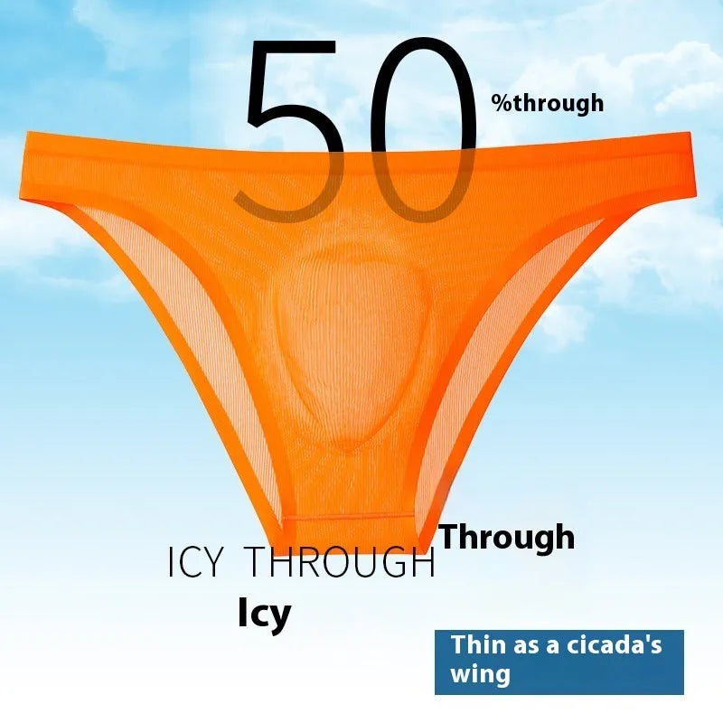 Ice silk seamless low waist panties in solid colours showing rib-weave fabric texture