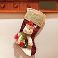 Red knit Christmas stocking with 3D applique snowman design and hanging loop