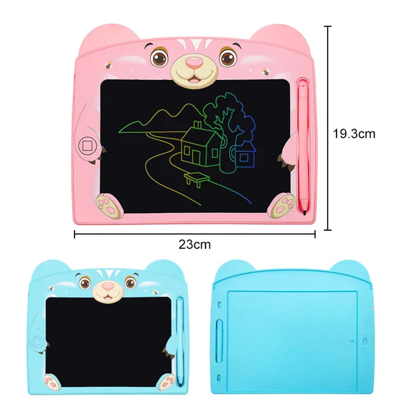 Cute bear cartoon LCD drawing tablet for children in blue or pink colour