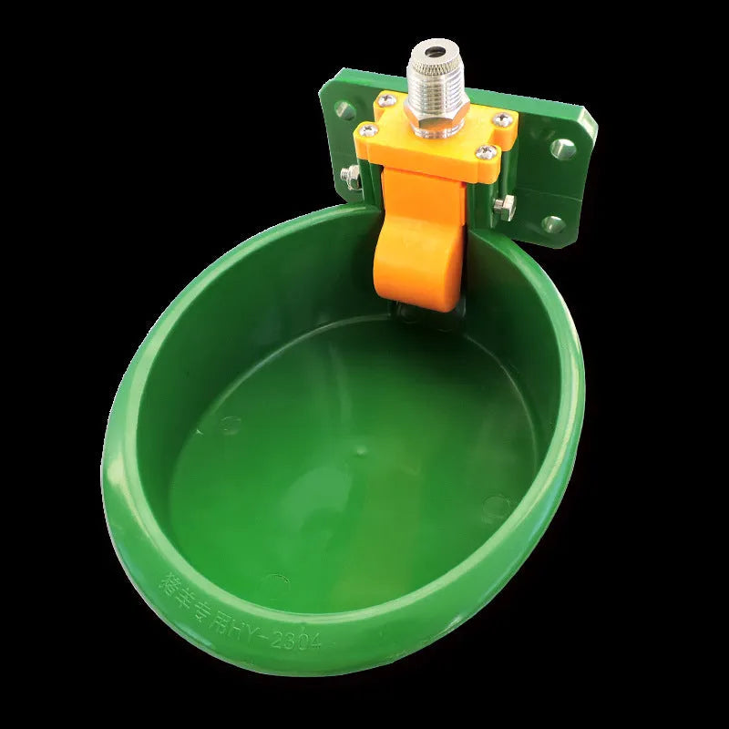Green plastic automatic drinking water bowl for sheep and pigs with water-saving design